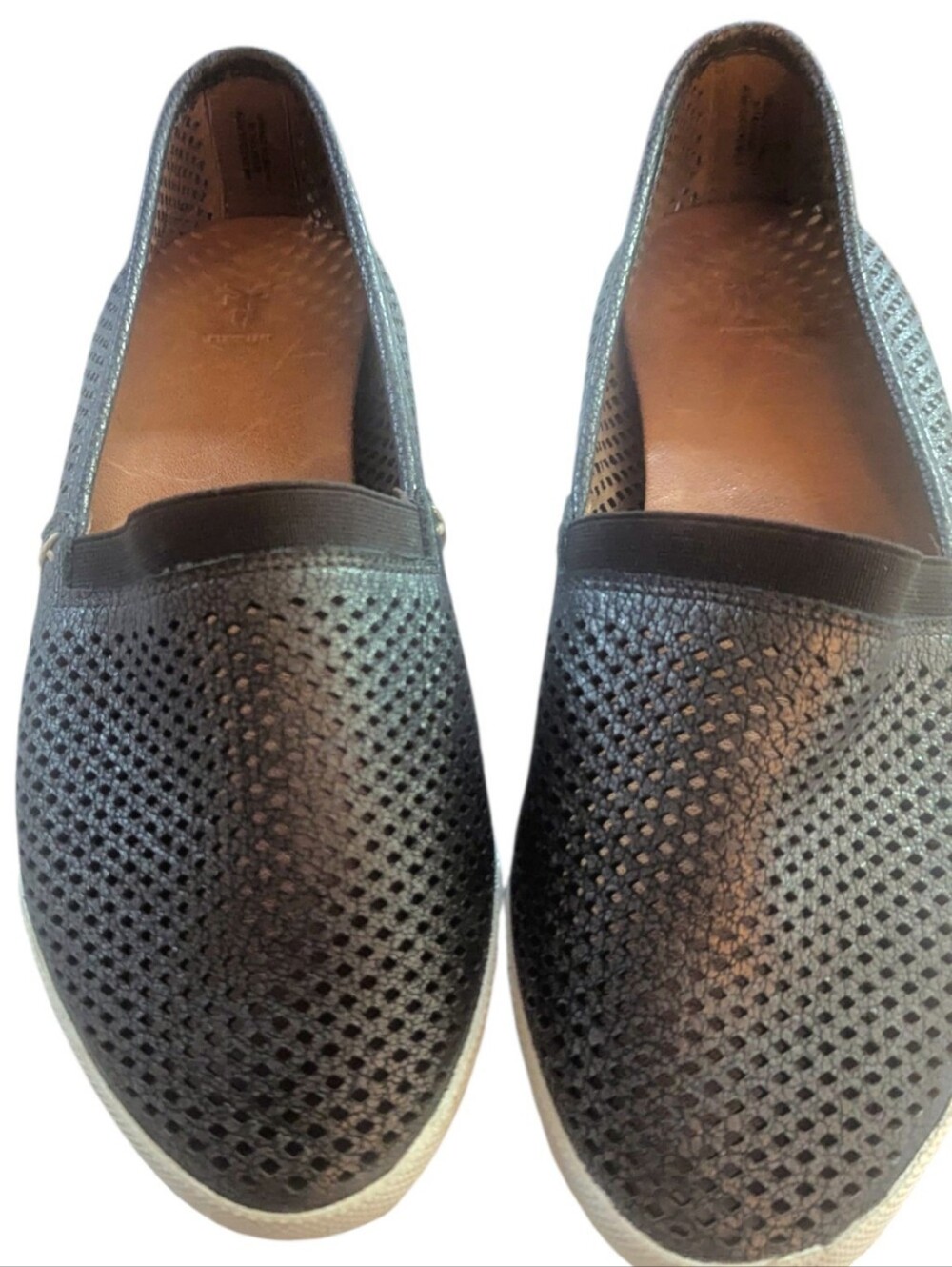 Frye Perforated Leather Slip-On Sneakers sz 6.5 M Pewter